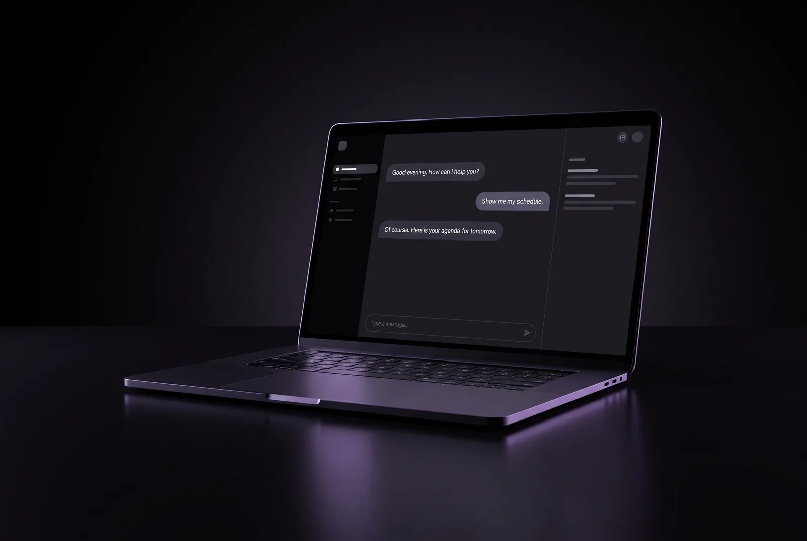 Laptop mit KI-Assistent im Chat-Dialog