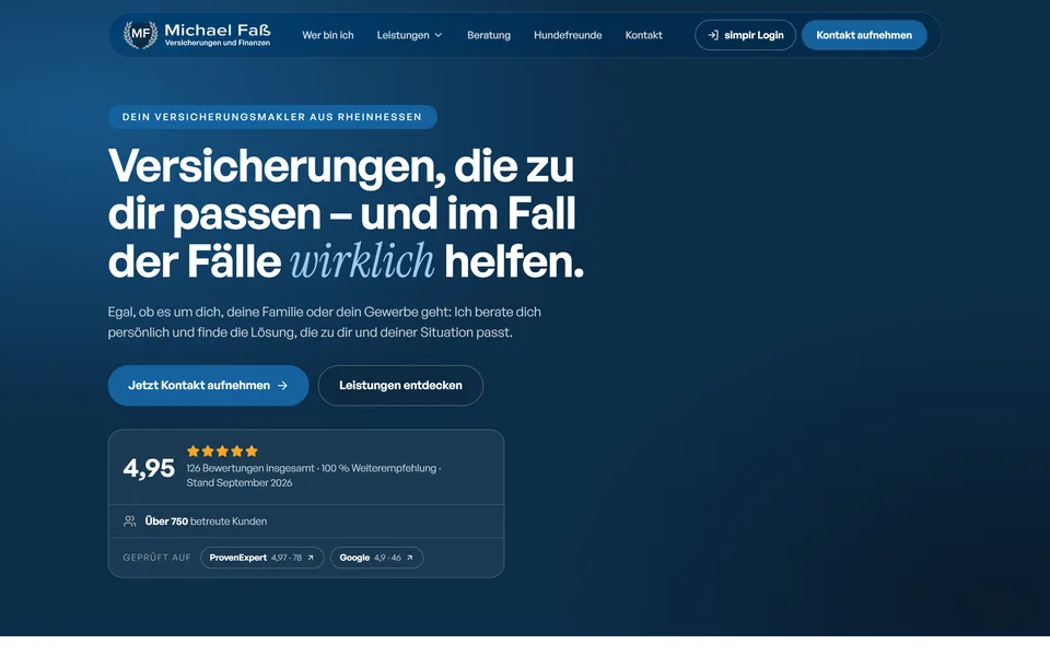 Startseite von Michael Faß Versicherungen und Finanzen
